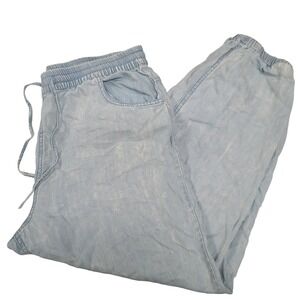 Velvet Heart Womens Light Wash Denim Baggy Barrel Jogger Pants Drawstring Sz L
